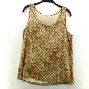 Gap Tank Top Women's M Brown Tie Dye Round Neck Relaxed Fit Sheer Lined Pullover